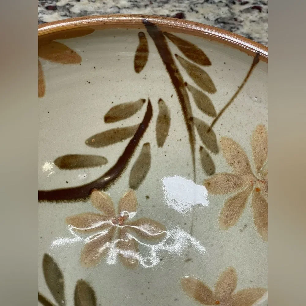 Handcrafted Floral Ceramic Bowl Minimalist Earthy Tones Crafted by Local Potter